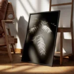 poster feuilles avec gouttes d eau encadre.webp