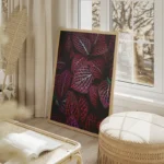 poster feuilles colorees salon beige.webp