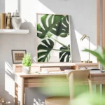 poster feuilles de monstera bureau.webp