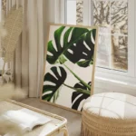 poster feuilles de monstera salon beige.webp