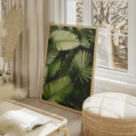 poster feuilles de palmier salon beige.webp
