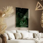 poster feuilles de palmier vertes salon.webp