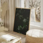 poster feuilles de palmier vertes salon beige.webp