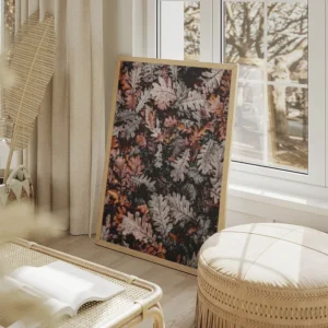 poster feuilles mortes salon beige.webp