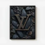 poster feuilles noires louis vuitton avec cadre.webp