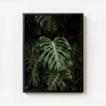 poster feuilles tropicales vertes avec cadre.webp