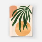 poster feuilles vertes et formes geometriques.webp