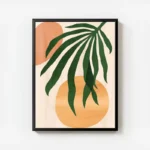 poster feuilles vertes et formes geometriques avec cadre.webp