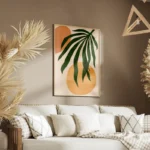 poster feuilles vertes et formes geometriques salon.webp