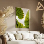 poster feuilles vertes lumineuses salon.webp