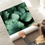 poster feuilles vertes rayees au sol.webp