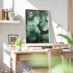 poster feuilles vertes rayees bureau.webp