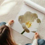 poster fleur blanche et jaune en rouleau.webp