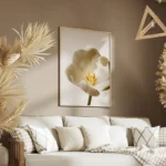 poster fleur blanche et jaune salon.webp