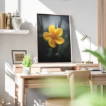 poster fleur jaune avec gouttes d eau bureau.webp