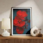 poster fleur rouge meuble.webp