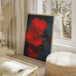 poster fleur rouge salon beige.webp