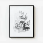 poster fleurs en noir et blanc avec cadre.webp