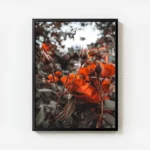 poster fleurs roses orange avec cadre.webp