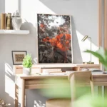 poster fleurs roses orange bureau.webp