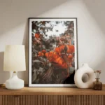 poster fleurs roses orange meuble.webp