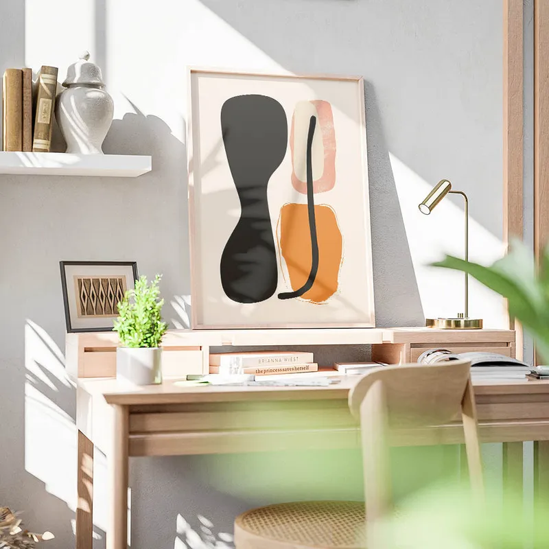 poster formes organiques minimalistes bureau.webp