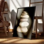 poster galets empiles minimaliste encadre.webp