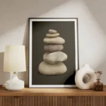 poster galets empiles minimaliste meuble.webp