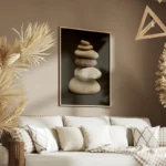 poster galets empiles minimaliste salon.webp