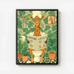 poster girafe aux toilettes avec cadre.webp