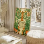 poster girafe aux toilettes salon beige.webp