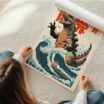 poster godzilla vintage en rouleau.webp