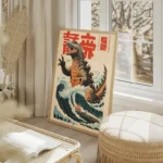 poster godzilla vintage salon beige.webp
