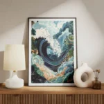 poster grande vague artistique meuble.webp
