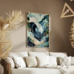 poster grande vague artistique salon.webp