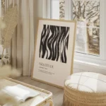 poster gratitude abstrait noir et blanc salon beige.webp