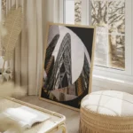 poster gratte ciel moderne salon beige.webp