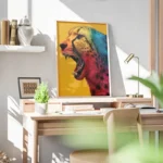 poster guepard arc en ciel bureau.webp