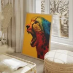 poster guepard arc en ciel salon beige.webp