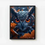 poster hibou aux yeux orange avec cadre.webp