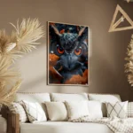 poster hibou aux yeux orange salon.webp