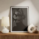 poster homme et papillons noir meuble.webp