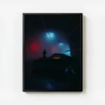 poster homme silhouette porsche avec cadre.webp