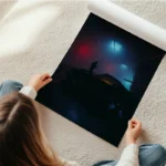 poster homme silhouette porsche en rouleau.webp