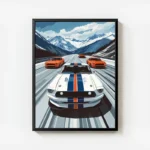 poster illustration ford mustang avec cadre.webp