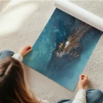 poster ilot marin turquoise en rouleau.webp