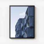 poster immeubles modernes bleu avec cadre.webp