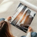 poster immeubles modernes en verre en rouleau.webp