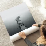 poster jetee en noir et blanc au sol.webp