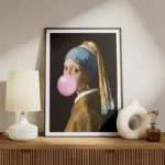 poster jeune fille a la perle chewing gum meuble.webp